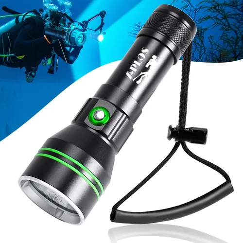 Miniatura 7 de APLOS Luz de buceo AP20 - Linterna de buceo de 2000 lúmenes, linterna submarina impermeable IPX8 con batería recargable y cargador