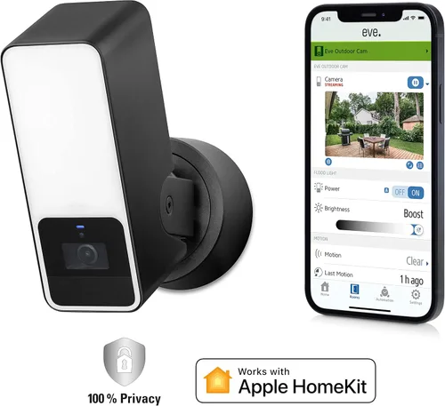Miniatura 2 de Eve Cámara para exteriores, paquete de 2 cámaras de reflector seguro, alta seguridad y privacidad (video seguro HomeKit), 1080p