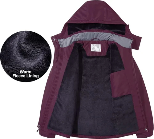 Miniatura 3 de CAMEL CROWN Chaquetas de esquí de invierno cálidas para mujer, abrigo de nieve impermeable con capucha, chaqueta de lluvia resistente al viento