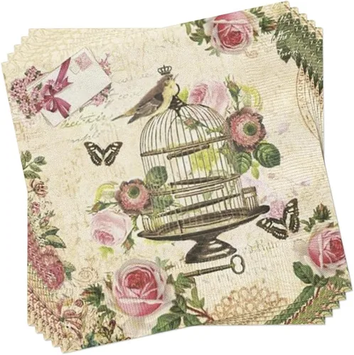 Vintage Decoupage Servilletas VINTAGE CAGE 40 servilletas de papel para el almuerzo, servilletas decorativas, servilletas de papel de decoupage,