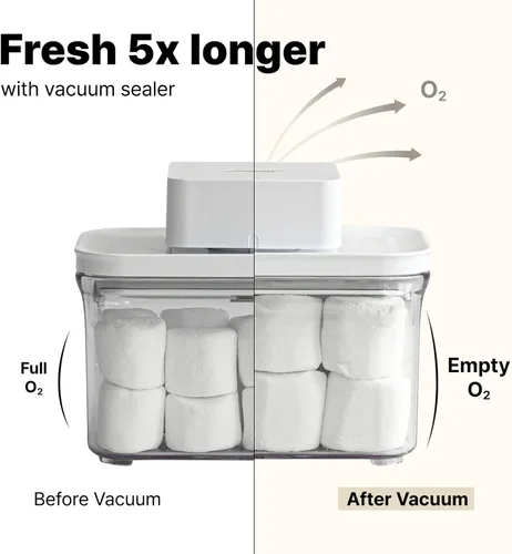 Miniatura 3 de VAKUEN Set Inicial Premium de Recipientes Herméticos de Almacenamiento de Alimentos y Máquina Selladora al Vacío, Juego de 4 Piezas con Sellador