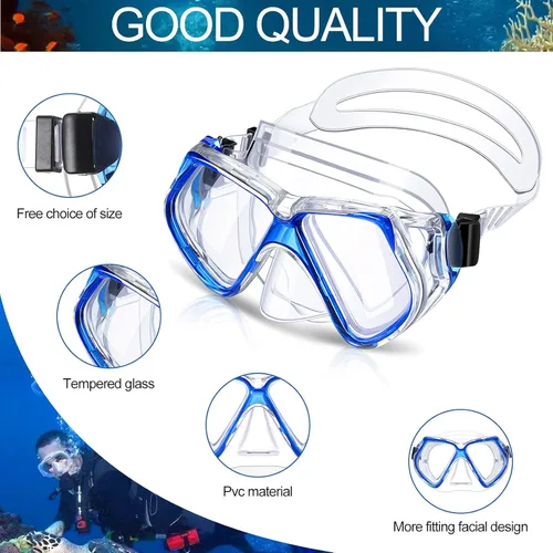 Miniatura 3 de Weewooday 2 gafas de natación para adultos con cubierta para la nariz, antiempañamiento, máscara de buceo, visión amplia, sin borrosidad, vidrio