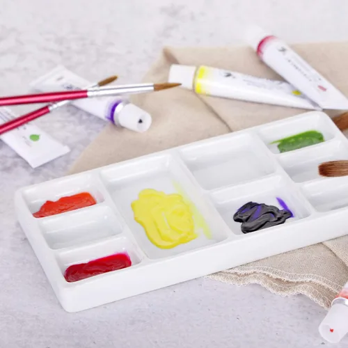 Miniatura 5 de VanEnjoy Paleta de pintura de artista de cerámica cuadrada blanca,Paleta de acuarela de porcelana,Bandeja de mezcla de cerámica para pintura
