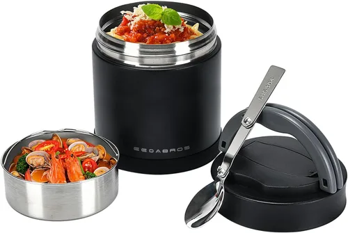 Miniatura 8 de Termo para comida caliente 33.8 OZ, frasco de comida aislado al vacío para adultos, termo de sopa de acero inoxidable de boca ancha a prueba