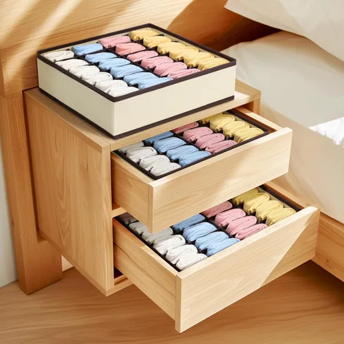 Miniatura 4 de Paquete de 4 organizadores de calcetines, divisor grande para cajones de calcetines, almacenamiento de ropa interior, 24 celdas, organizadores