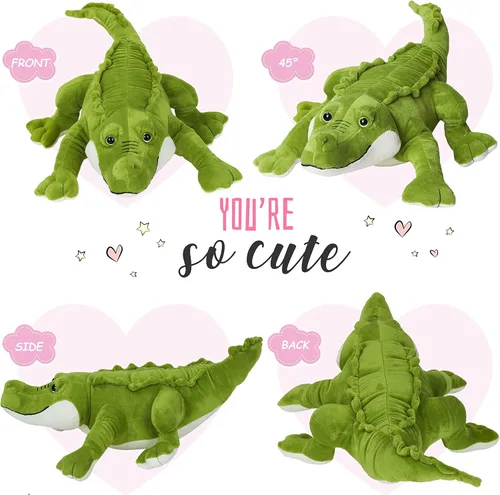 Miniatura 7 de Lindo animal de peluche de cocodrilo suave y realista para abrazar, almohada de peluche de cocodrilo para cumpleaños, día del niño, Navidad
