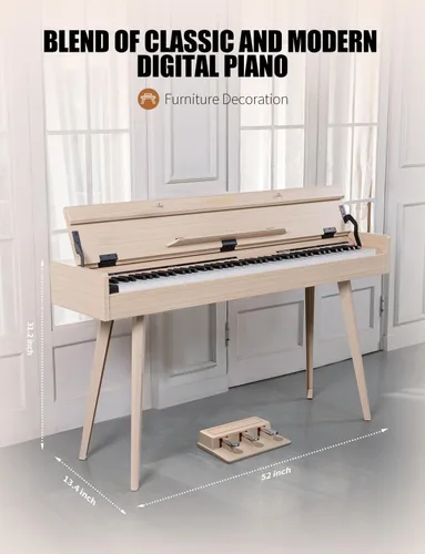 Miniatura 6 de Uiscom Piano digital, peso de 88 teclas, eléctrico, de escritorio a tocador de madera, teclado progresivo, acción de martillo, perfecto