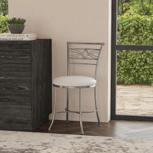Miniatura 5 de Hillsdale Furniture Dutton - Taburete de tocador, cromado