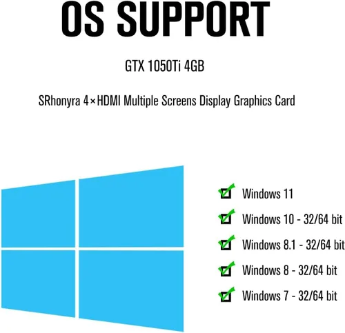 Miniatura 5 de Tarjeta gráfica GTX 1050 Ti 4 GB 4HDMI 128-Bit Quad Monitor Tarjeta de Video GDDR5 para múltiples pantallas, proyección o pared de video