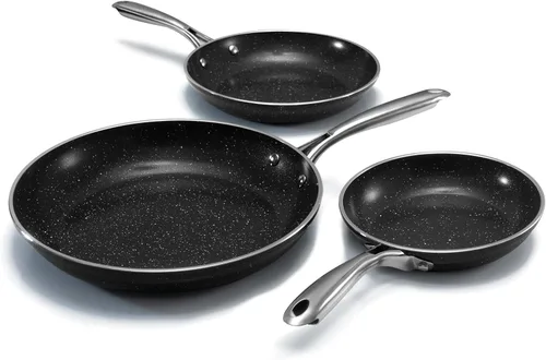 Miniatura 9 de Granitestone Ceraluxe - Juego de 3 sartenes antiadherentes de 8, 10 y 12 pulgadas, sartenes antiadherentes para cocinar, listas para inducción, sin
