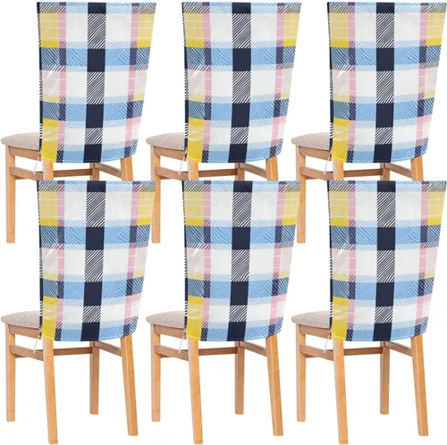 Fundas decorativas coloridas para sillas de comedor, color azul y negro, para sala de estar, hotel, extraíble, para sillas de comedor, juego de 6