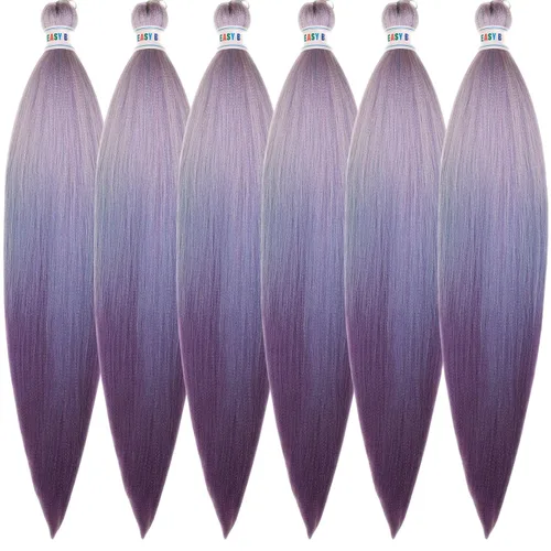 Miniatura 117 de Cabello trenzado preestirado rosa magenta, extensiones de cabello sintético de color rosa para trenzas, no tóxico, hipoalergénico