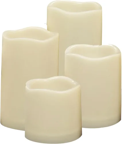 4 velas LED escalonadas sin flama, de pilas, impermeables, para exteriores, con temporizador, luz nocturna parpadeante de resina plástica, para