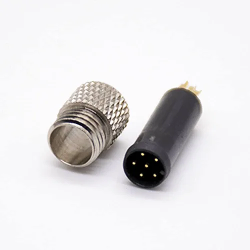 Miniatura 3 de Elecbee 5 unids M8 conector 6 pin macho recto macho sobremoldeado soldadura copa sin blindaje un código