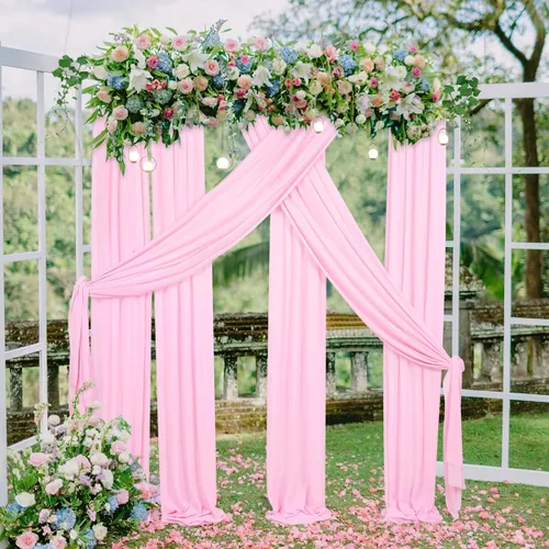 Miniatura 22 de Tela drapeada para arco de boda, 6 paneles de tela de gasa blanca, cortinas de telón de fondo transparente de 6 yardas para decoración de baby Blanco