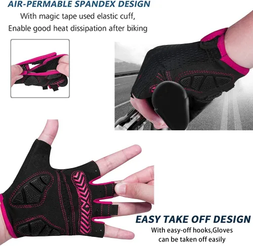 Miniatura 5 de MOREOK Guantes de ciclismo para hombres y mujeres almohadilla de gel transpirable antideslizante de 0.197in Guantes de ciclismo de medio dedo