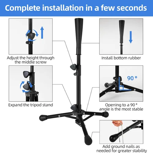 Miniatura 3 de Baseball Tee For Kids, Easy Adjustable Batting Tee From 20.85 to 31.30 Inches. Foldable and Stable Baseball Tees for Hitting with Portable Bag.