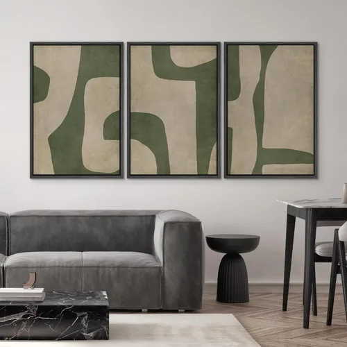Miniatura 445 de SIGNWIN Lienzo enmarcado para pared, arte con pinceladas de flujo neutro en tonos beige abstractos, ilustraciones, arte moderno, decorativo