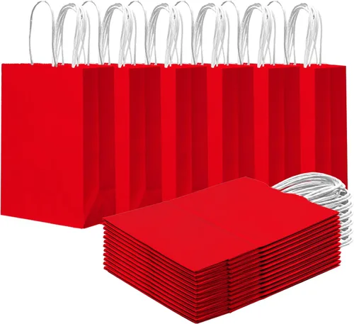 Miniatura 13 de qiqee 24 bolsas de regalo pequeñas con asas a granel de 8.3 x 6 x 3 pulgadas, bolsas de regalo amarillas brillantes, múltiples usos (tamaño pequeño)