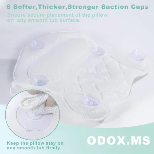 Miniatura 5 de Almohada de baño para bañera, almohada de bañera, almohadas de baño para soporte de cuello y espalda, tela de malla 4D, fuerte succión impermeable