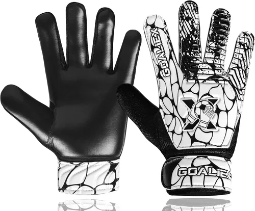 Miniatura 15 de Guantes de portero de fútbol, guantes de portero de fútbol para niños, niños y jóvenes, niños con doble muñeca de 4 mm y palma de súper agarre