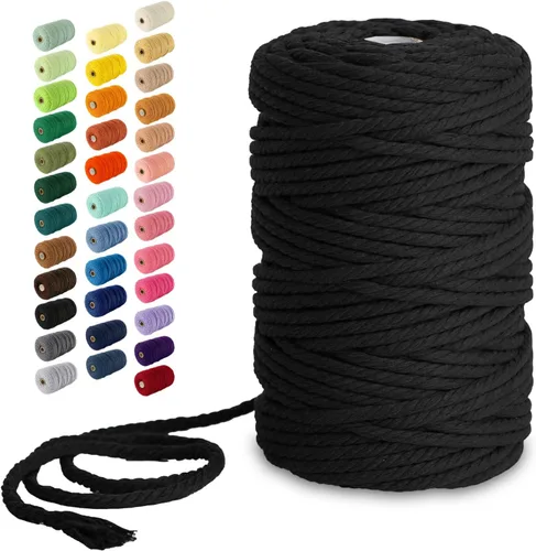 Miniatura 132 de Nook Theory - Cuerda de macramé de 3 mm, 220 yardas de cuerda de algodón, hilo de 4 mm y 5 mm, cuerda para manualidades, perfecta para colgantes