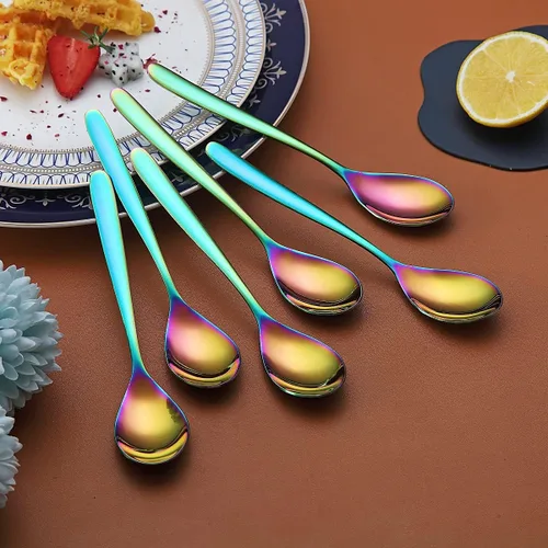 Miniatura 4 de Cucharitas de 6 cucharas de cubiertos de acero inoxidable, cucharas pequeñas de acero inoxidable, cucharas de té para el hogar, cocina