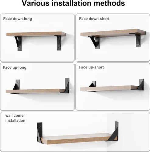 Miniatura 3 de SOGAL Soporte de estante de 3 x 4 pulgadas, soportes de estante negros, soportes de estante pequeños, soportes angulares de soporte de estante