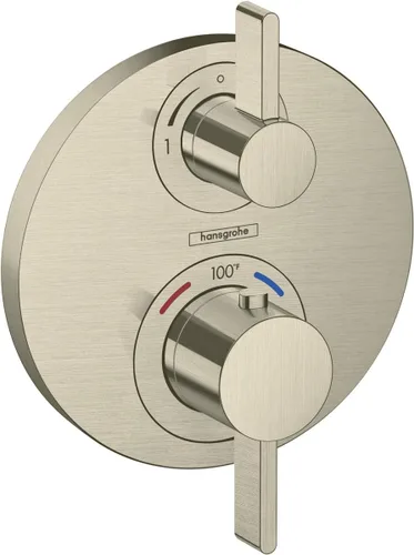 Miniatura 4 de hansgrohe Ecostat S 15757341 - Moderna válvula de ducha termostática con control de temperatura en cromo negro cepillado