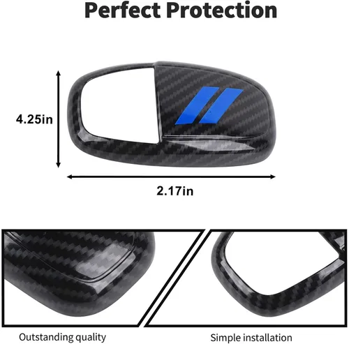 Miniatura 5 de JWWY Pomos de palanca de cambios para Dodge Challenger Charger 2015-2025+ Durango 2018-2023, accesorios interiores, fibra de carbono azul