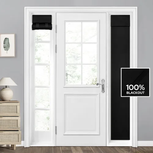 Miniatura 35 de HOMEIDEAS Cortinas 100% Opacas para Luces Laterales de Puerta Principal, Cubierta de Ventana de Puerta de Aula, Persianas de Privacidad
