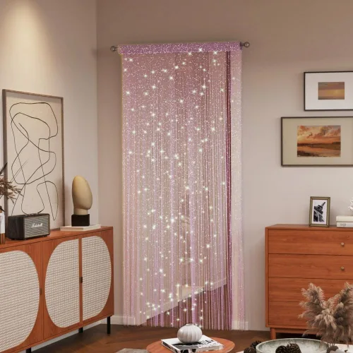 Miniatura 7 de Cortina decorativa separadora de ambientes, diseño de cadenas con flecos de cristal, 78.7 x 39.3 pulgadas, de Eve Split
