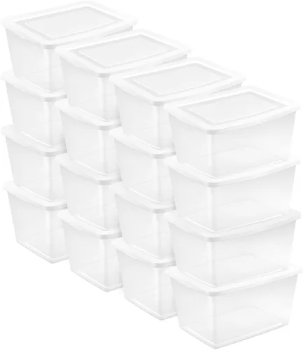 Miniatura 26 de Sterilite Paquete de 8 contenedores apilables con tapa, diseño de plástico transparente, 90 cuartos de galón