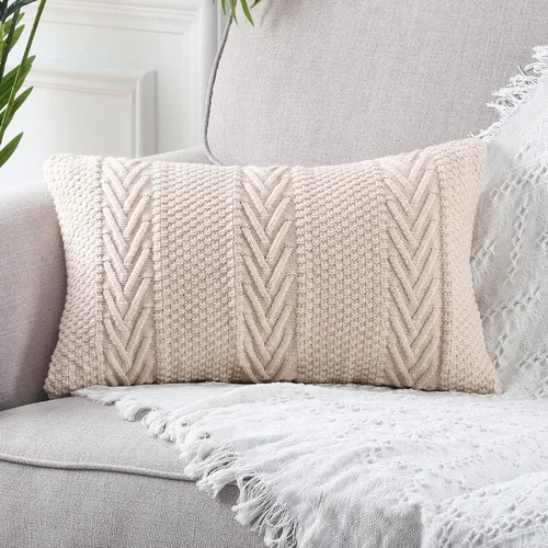 Miniatura 10 de MANDIOO Fundas de almohada decorativas de punto de algodón, suaves y acogedoras, fundas de cojín para exteriores, fundas de almohada modernas