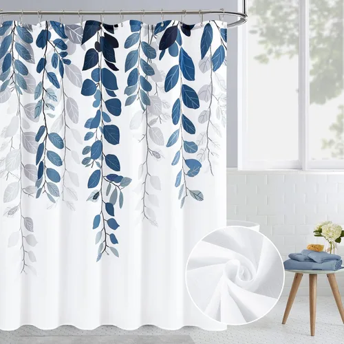 Miniatura 17 de BOODII Cortinas de ducha negras de 36 x 72 pulgadas, cortina de ducha de eucalipto de primavera para baño, cortina de baño con textura de flameado