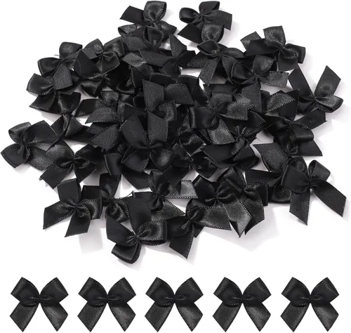 Miniatura 18 de yoyokid 200 mini lazos de cinta de satén de 1 pulgada, pequeños lazos de manualidades decorativos para bricolaje, alfileres de ánimo, pinzas