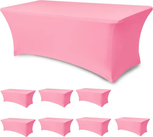Miniatura 45 de Funda Elástica para Mesa para Mesas Rectangulares de 4 pies - Paquete de 8 Manteles de Spandex Azul Aguamarina con Elástico - Para Mesas Plegables