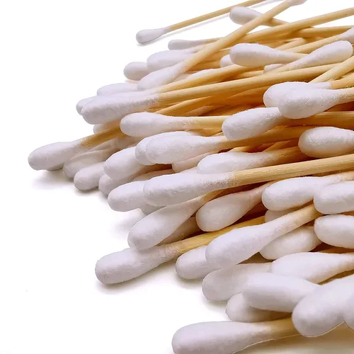 Miniatura 4 de 1500 piezas de algodón de bambú natural, hisopos de algodón biodegradables orgánicos Paquete de 3 (1500 piezas)