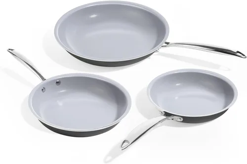 Miniatura 8 de KITEXPERT Sartenes antiadherentes, juego de sartenes de cerámica de titanio para cocinar, sartenes de cerámica no tóxicas de 8, 9.5 y 11 pulgadas