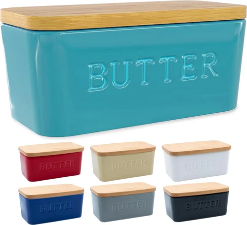 Miniatura 11 de PriorityChef Plato de Mantequilla Extra Grande con Tapa para Encimera, Envase de Mantequilla de Cerámica con Cubierta Hermética, Soporte