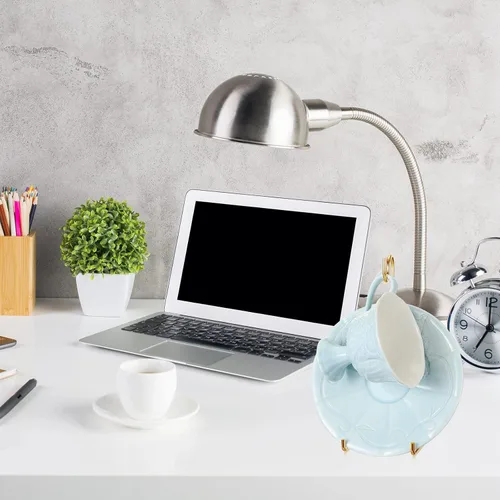 Miniatura 3 de Soporte de exhibición de tazas de té y platillo, 8 piezas, soporte de metal para platillos para tazas de té, café, organizador para platos de cocina