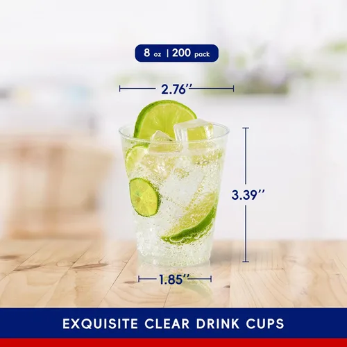 Miniatura 2 de JOLLY CHEF Vasos de plástico desechables transparentes de 8 onzas, paquete de 200 vasos de plástico transparente resistentes perfectos para bodas