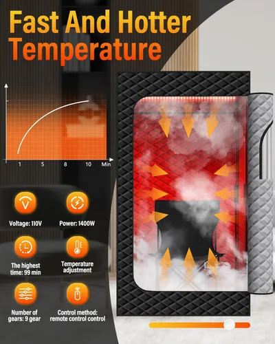 Miniatura 2 de KASUE Tienda de sauna de vapor portátil para el hogar, sauna infrarroja con vapor de 3 L, 9 niveles de temperatura y temporizador de 99 minutos, 5