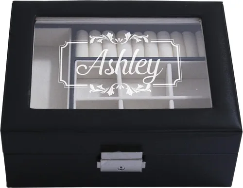 My Personal Memories Joyero personalizado, bandeja y organizador con parte superior de cristal, accesorios personalizados y grabados, regalo para