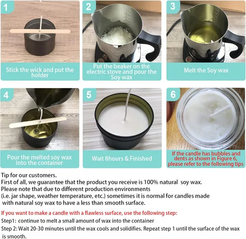 Miniatura 8 de Kit de suministros para hacer velas de cera de soja, cera de soja natural para hacer velas, kit de arte y manualidades DIY para adultos