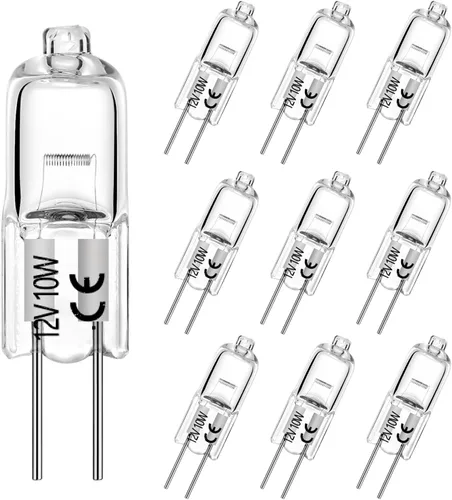 Bombilla halógena G4 T3 de 10 W, 140 lm, G4 bi-pin AC/DC12 voltios para luz de disco debajo del gabinete, candelabros, iluminación de pista, 10 W,