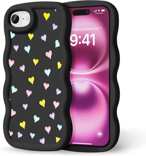 Miniatura 280 de Compatible con iPhone SE/8/7 Funda para Mujeres y Niñas, Marco Ondulado Rizado con Patrón Lindo, Estética Delgada Suave Silicona TPU Parachoques