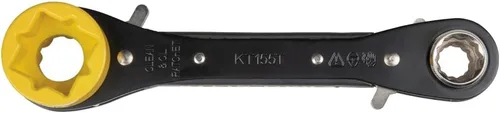 Miniatura 10 de Klein Tools KT155T Llave de trinquete 6 en 1 para electricista con diseño de perno pasante y casquillo amarillo brillante