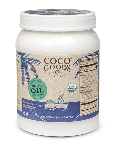 CocoGoodsCo Aceite de coco virgen orgánico de origen único, prensado en frío, sin gluten, sin OMG, sin colesterol (60 onzas líquidas)