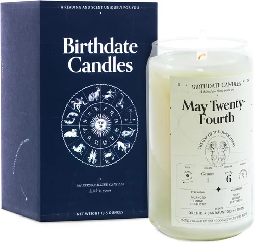 Miniatura 191 de Velas con fecha de nacimiento, 28 de octubre, velas perfumadas del zodiaco de Escorpio, regalo de cumpleaños, aroma a bergamota, canela y caoba